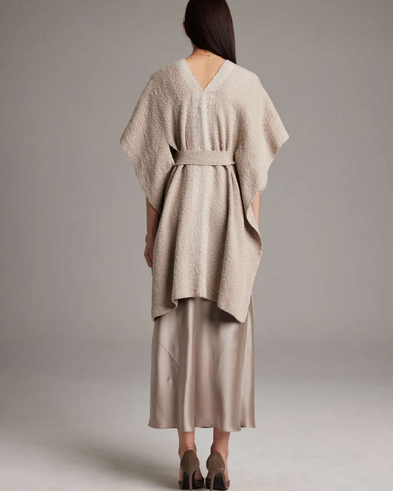 Estrella Kaftan in Textured Cotton | Taupe/Ivory