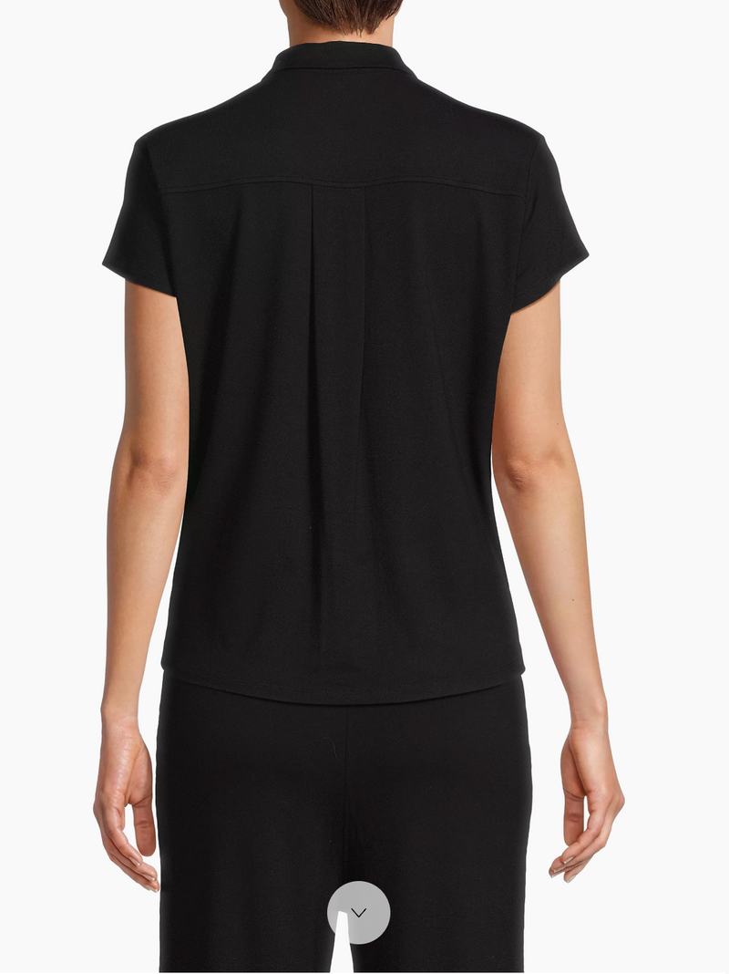 Soft Touch S/S Pleat Back Shirt | Noir