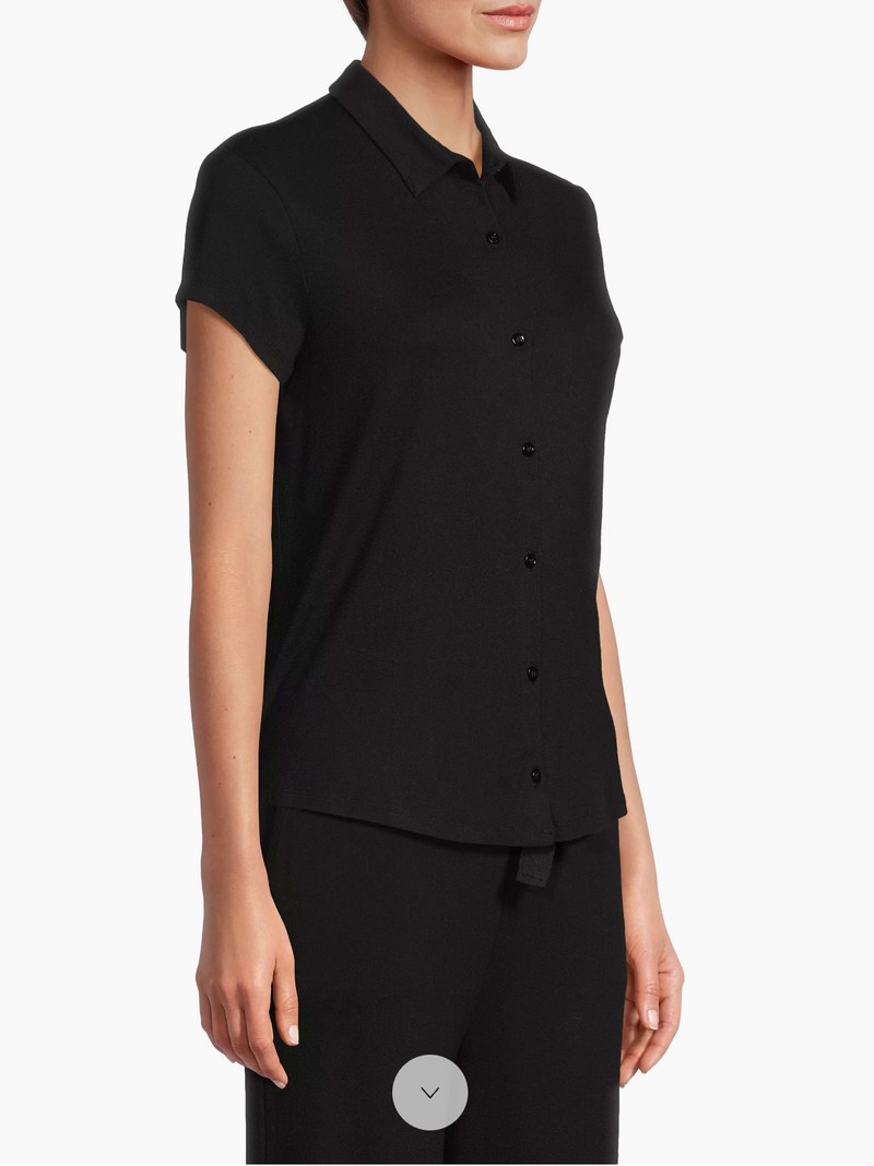 Soft Touch S/S Pleat Back Shirt | Noir