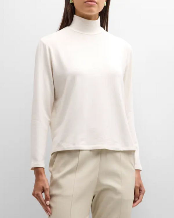 French Terry Mock Neck Long Sleeve | Cream