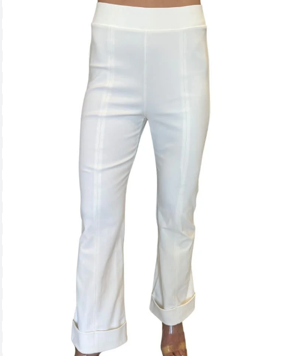 Verdell Cuffed Cropped Flare | White