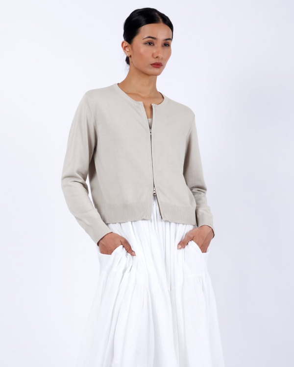 Cropped Zip-Up Cardigan | Perla