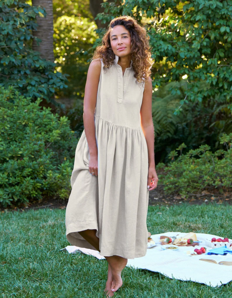 Daphne Linen Shirtdress | Sand