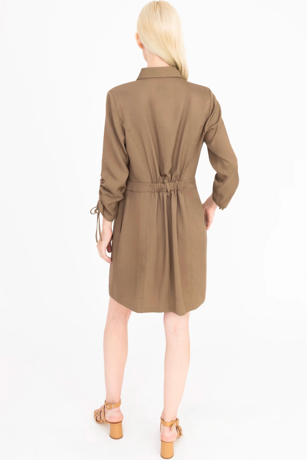 cupro shirt dress Gabriela Coll Garments Cupro Longsleeve Shirt Dress Brown