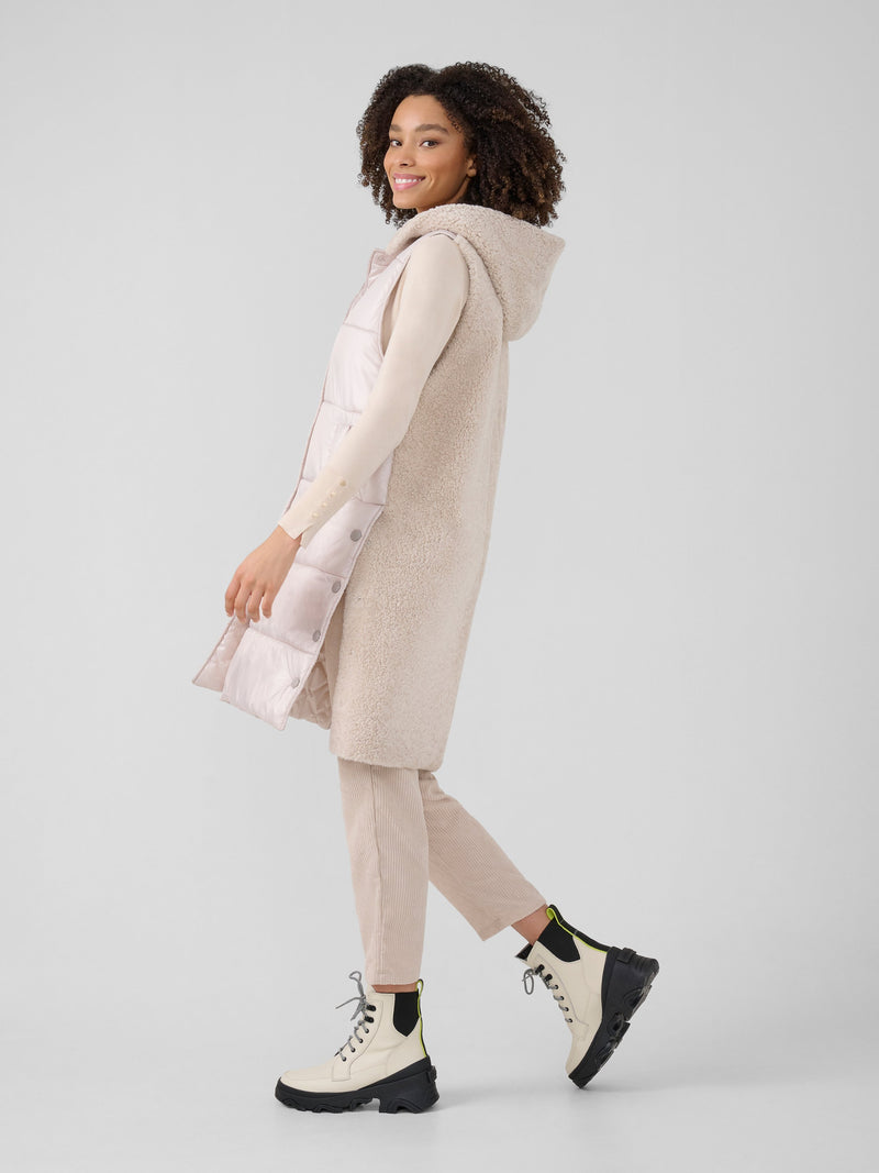 Adeline Puffer Shearling Vest | Almond