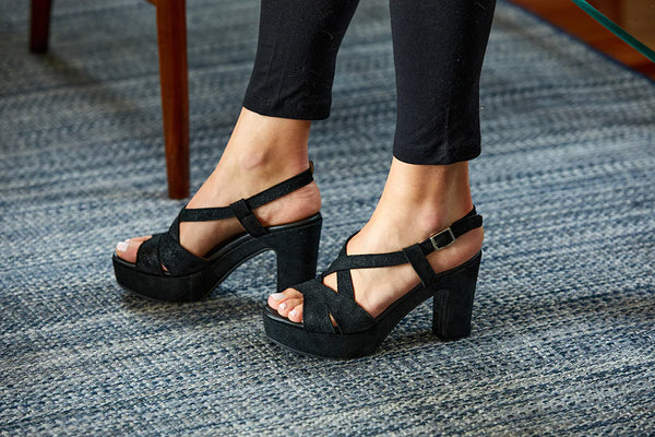 Tahlia Platform Sandal | Black Shimmer