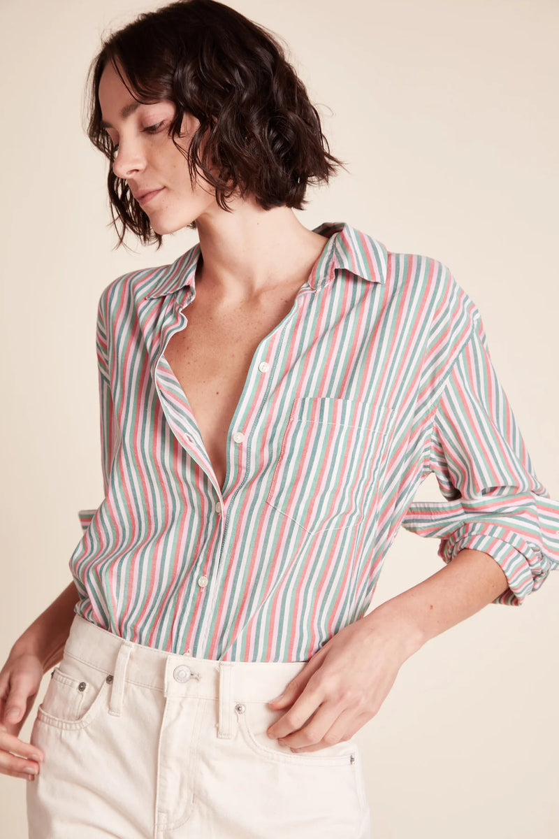 Blake Boyfriend Shirt | Honeysuckle Stripe