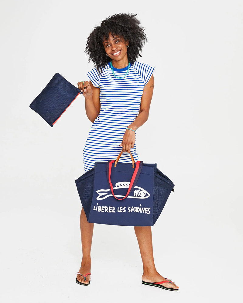 Trucker Beach Tote | Navy Neoprene