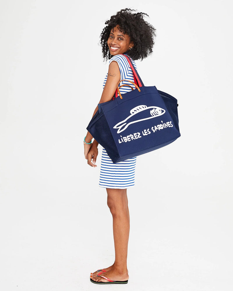Trucker Beach Tote | Navy Neoprene