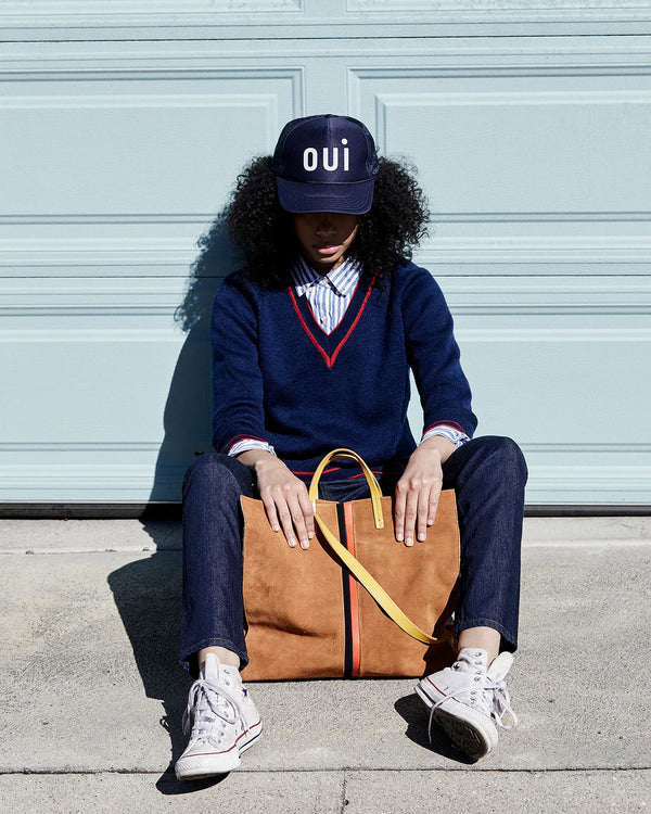 Navy Oui Trucker Hat