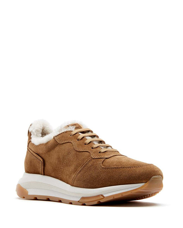La Canadienne Vince Sneaker in Toffee Suede on white background well heeled boutique stowe vt