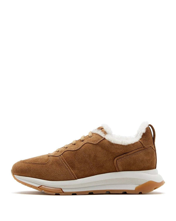 La Canadienne Vince Sneaker in Toffee Suede on white background well heeled boutique stowe vt