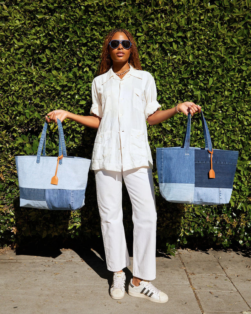 Voile Tote | Washed Denim Patchwork