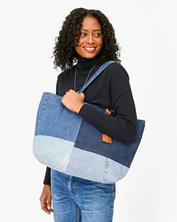 Voile Tote | Washed Denim Patchwork
