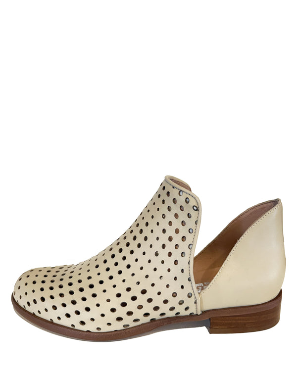 Burke Perforated Bootie | Beige Leather