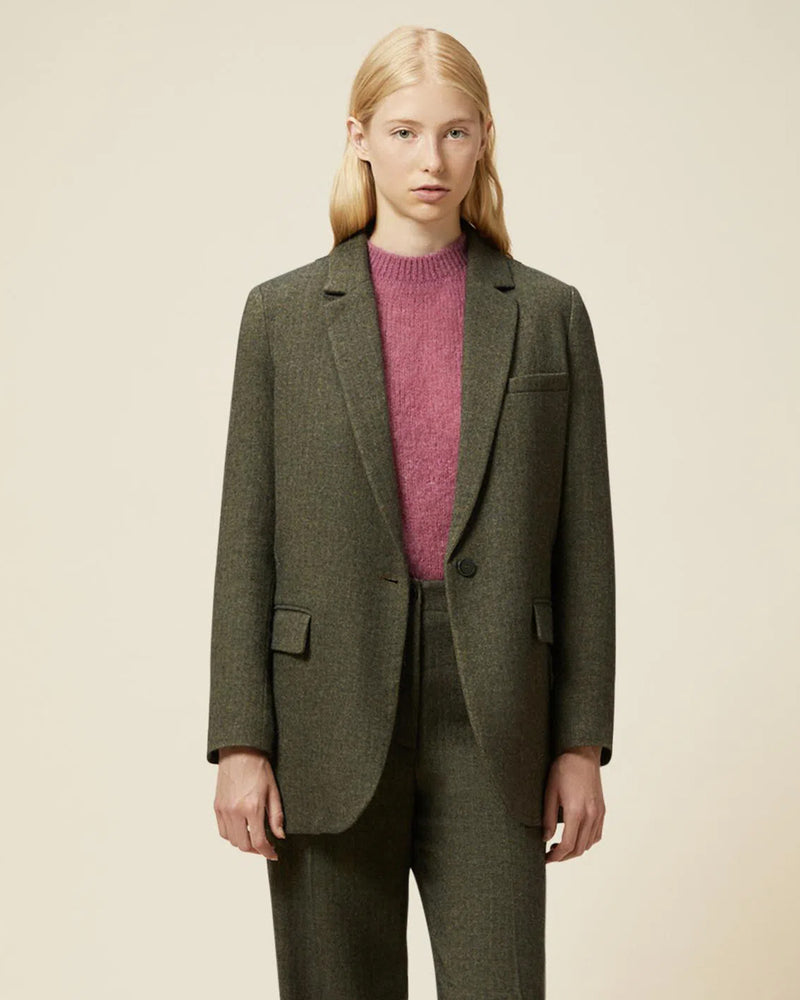 Single Breasted Wool Jacket | Forest