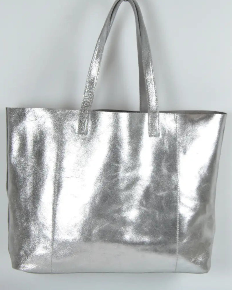 Studio Caleidoscope Perri Reversible Tote in Grey Silver shop at well heeled vermont
