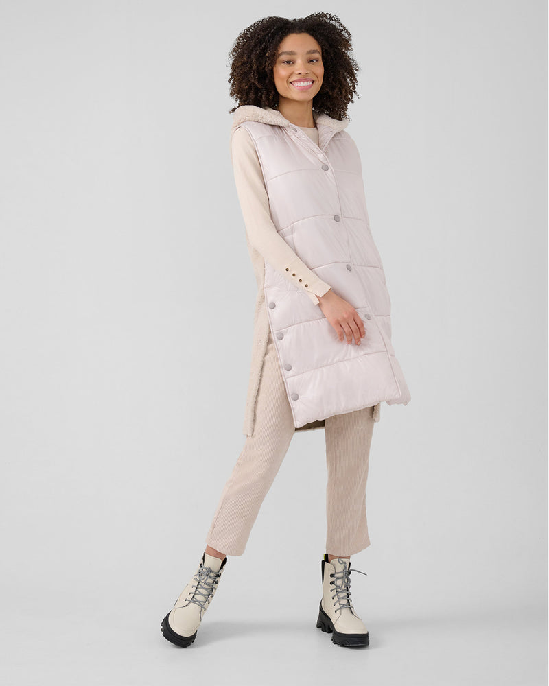Adeline Puffer Shearling Vest | Almond