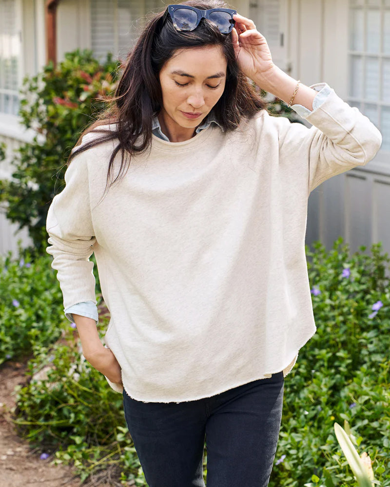 Anna Long Sleeve Capelet | Heather White Melange