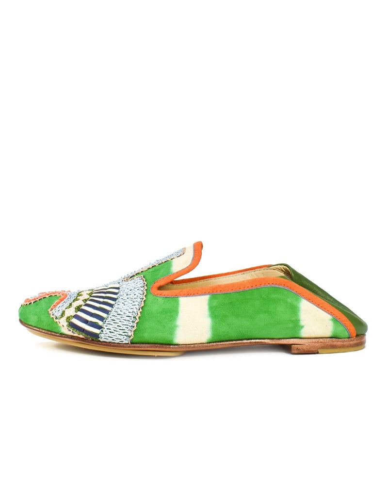 Meher Kakalia Anzu Moccasin in Kelly Ivory at well heeled boutique in stowe vt