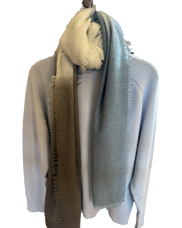 Cashmere Vertical Shading Stole | Armani Grey to Blue