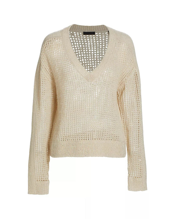 Sequin Net Sweater | Chalk