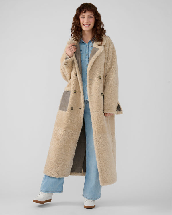Autumn Maxi Shearling Jacket | Vintage Beige
