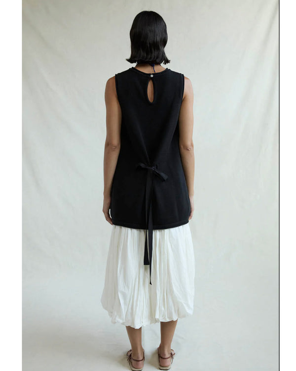Exaggerated Knit Tank - Black