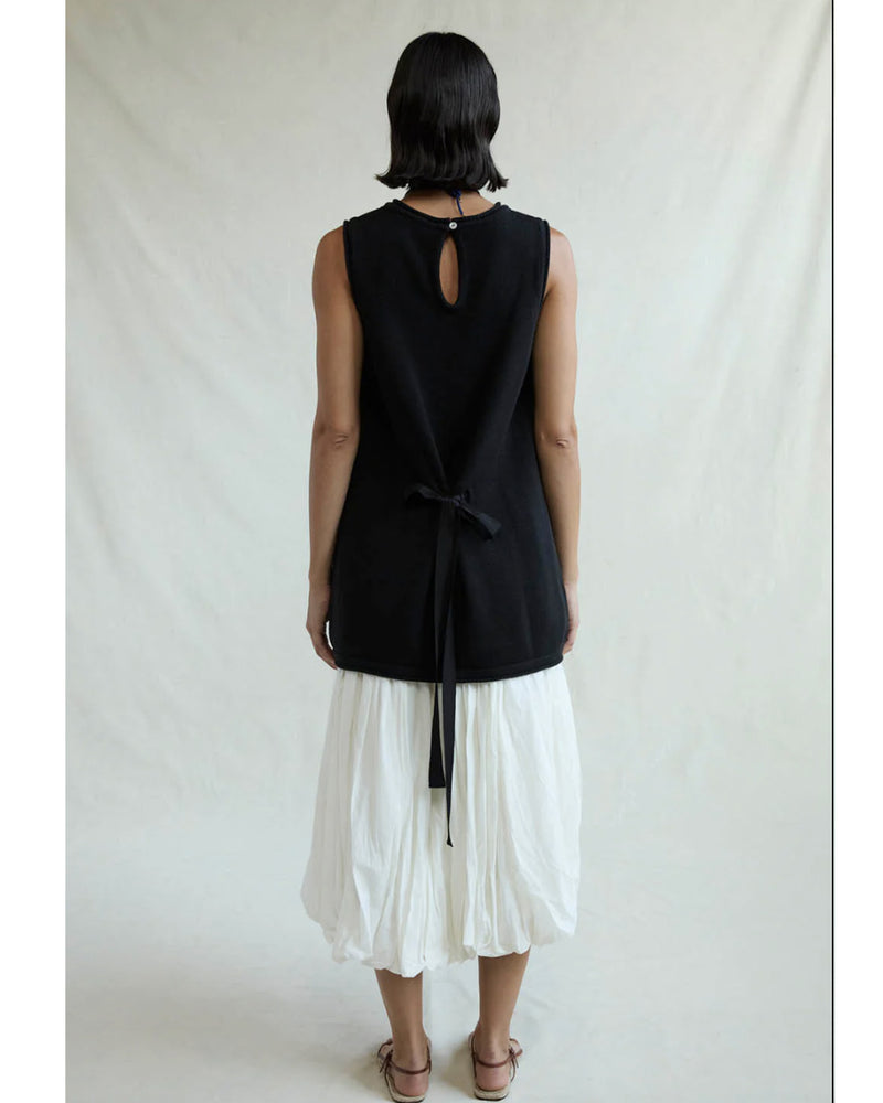 Exaggerated Knit Tank - Black
