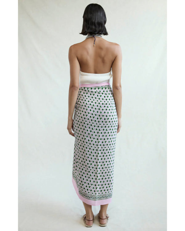 Watercolor Tile Print Sarong - Green