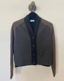 Dropped Shoulder Color Block Cardigan | Black Green Brown