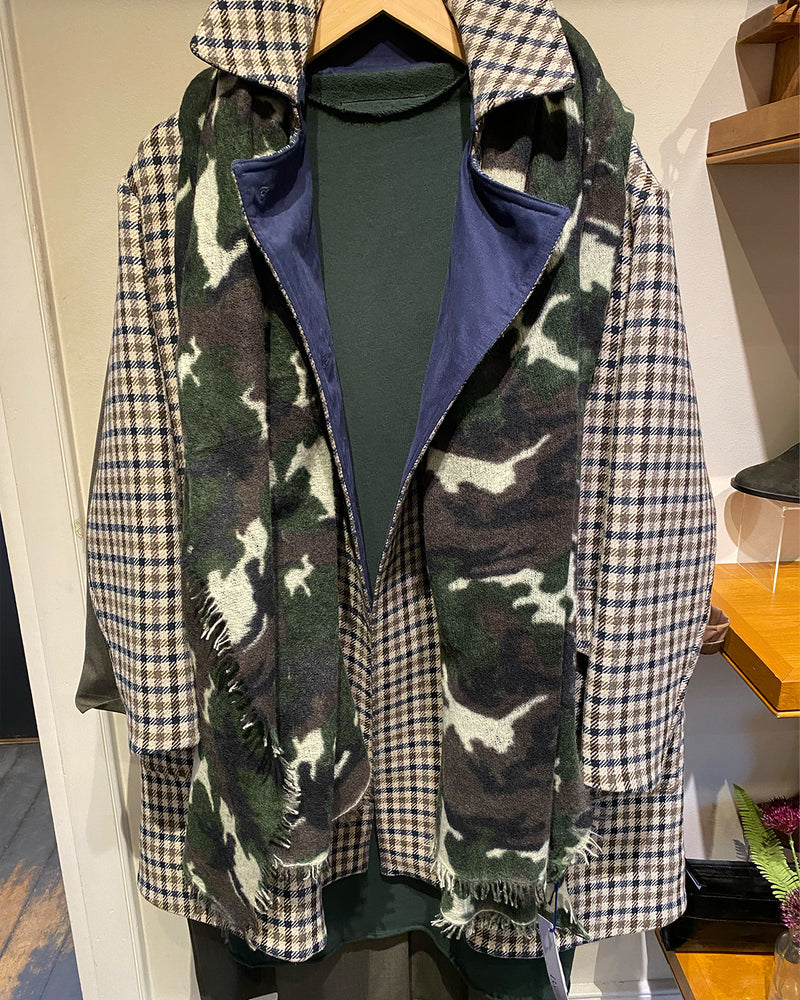 Dark Green Camouflage Cashmere Scarf