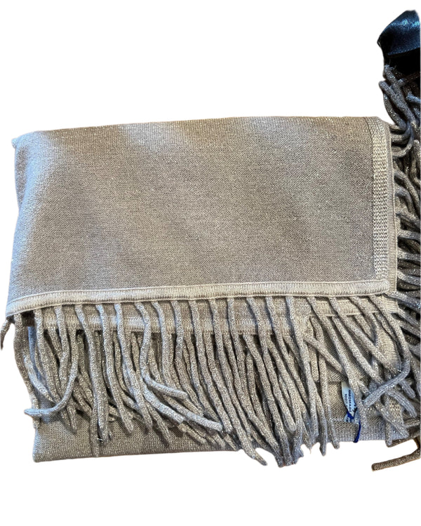 Cashmere Knit Scarf Silver Tassels | Dove Grey