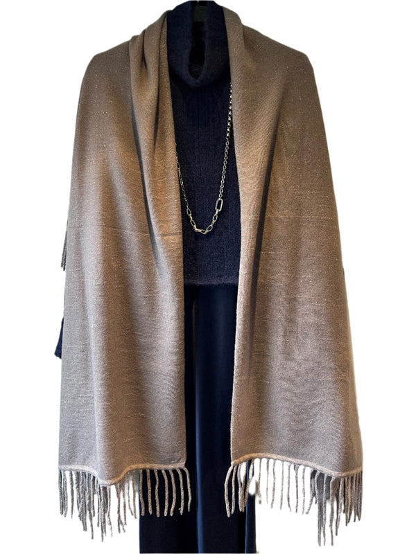 Cashmere Knit Scarf Silver Tassels | Dove Grey