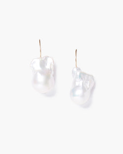 18K Baroque White Pearl Drop Earrings