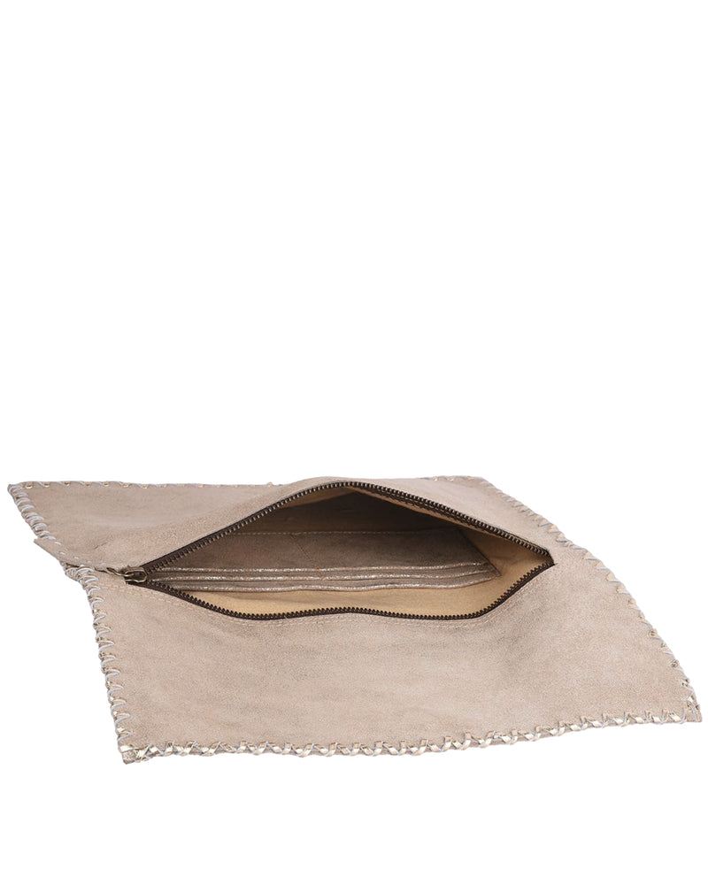 inside of Studio Caleidoscope Bella Clutch in Gold