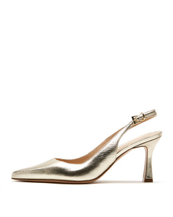 Belle Slingback Leather Heel | Platinum