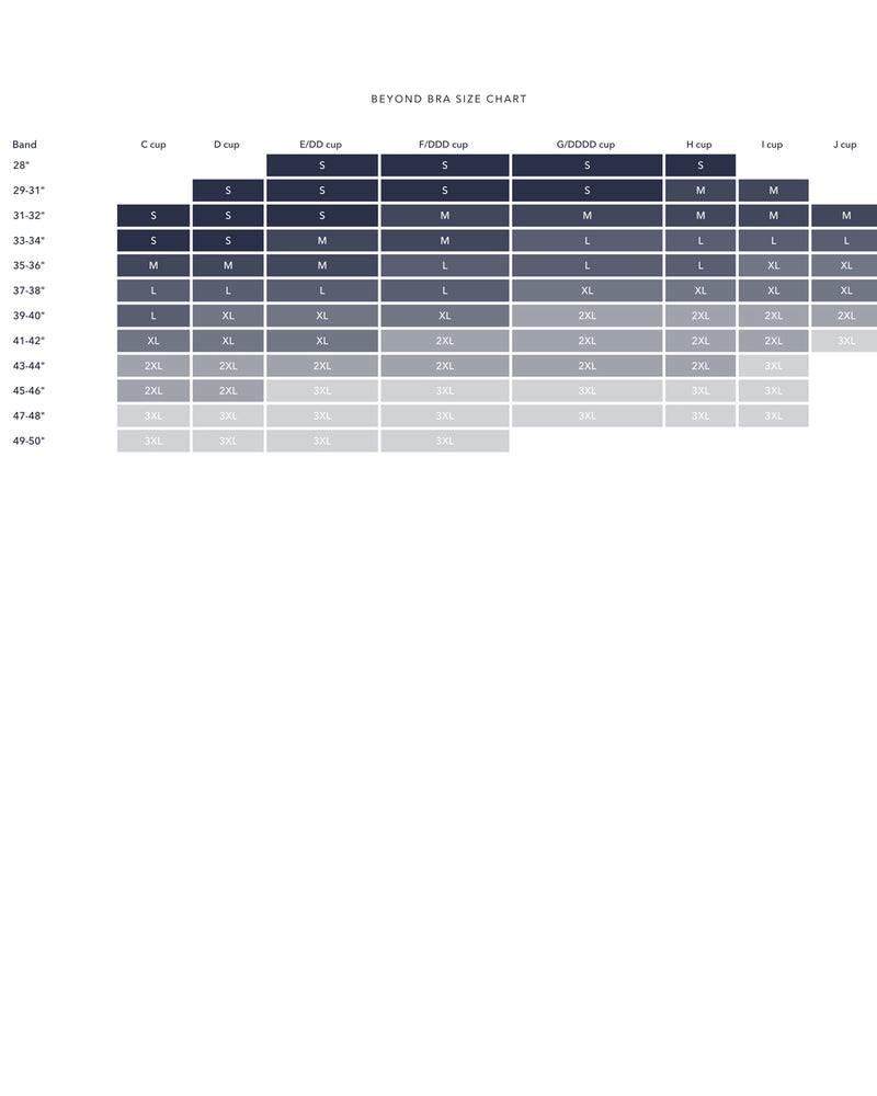 Evelyn & Bobbie Beyond Bra size chart