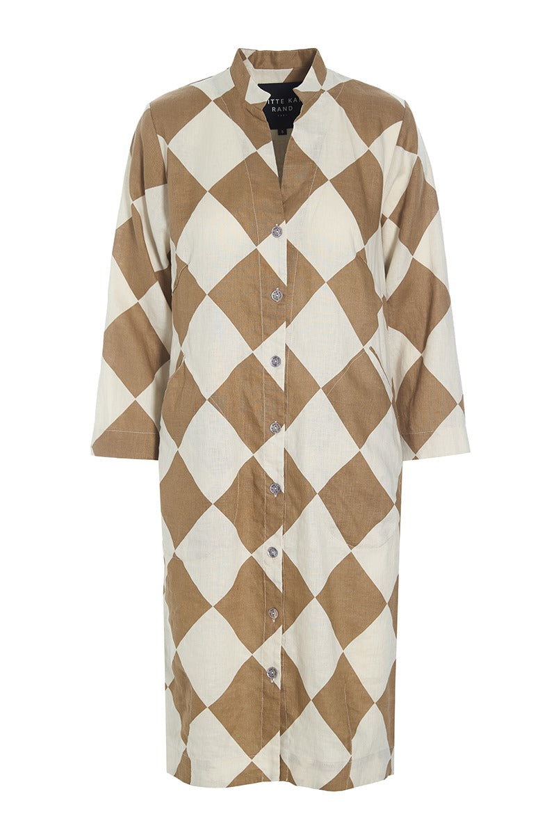 Linen Diamond Dress | Wet Sand
