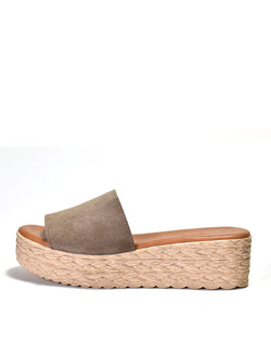 Bizzy Slide \| Taupe Suede by Well Heeled