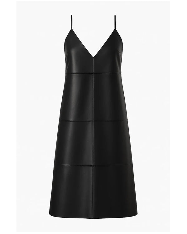 Kirby Leather Slip Dress | Black