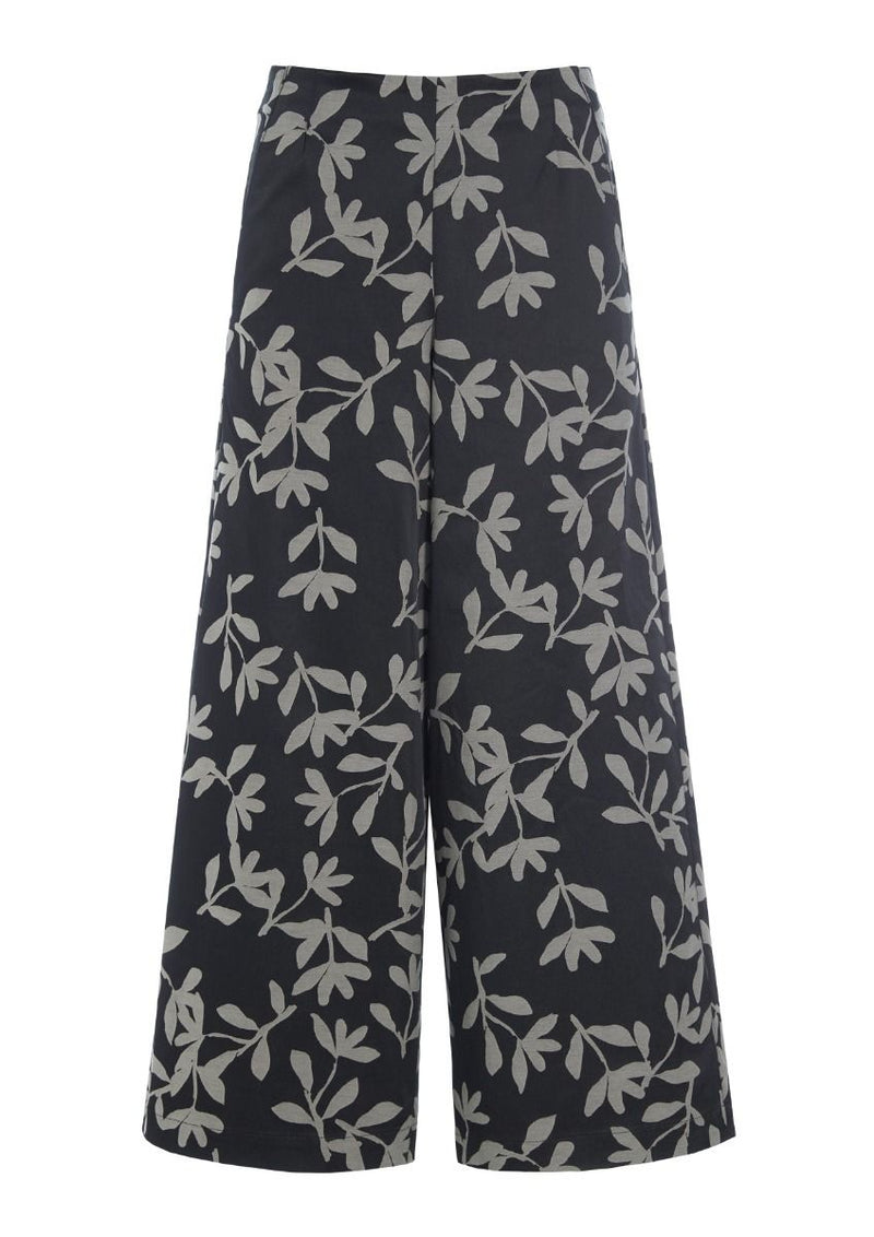 Jacquard Pant Print | Black Leaf