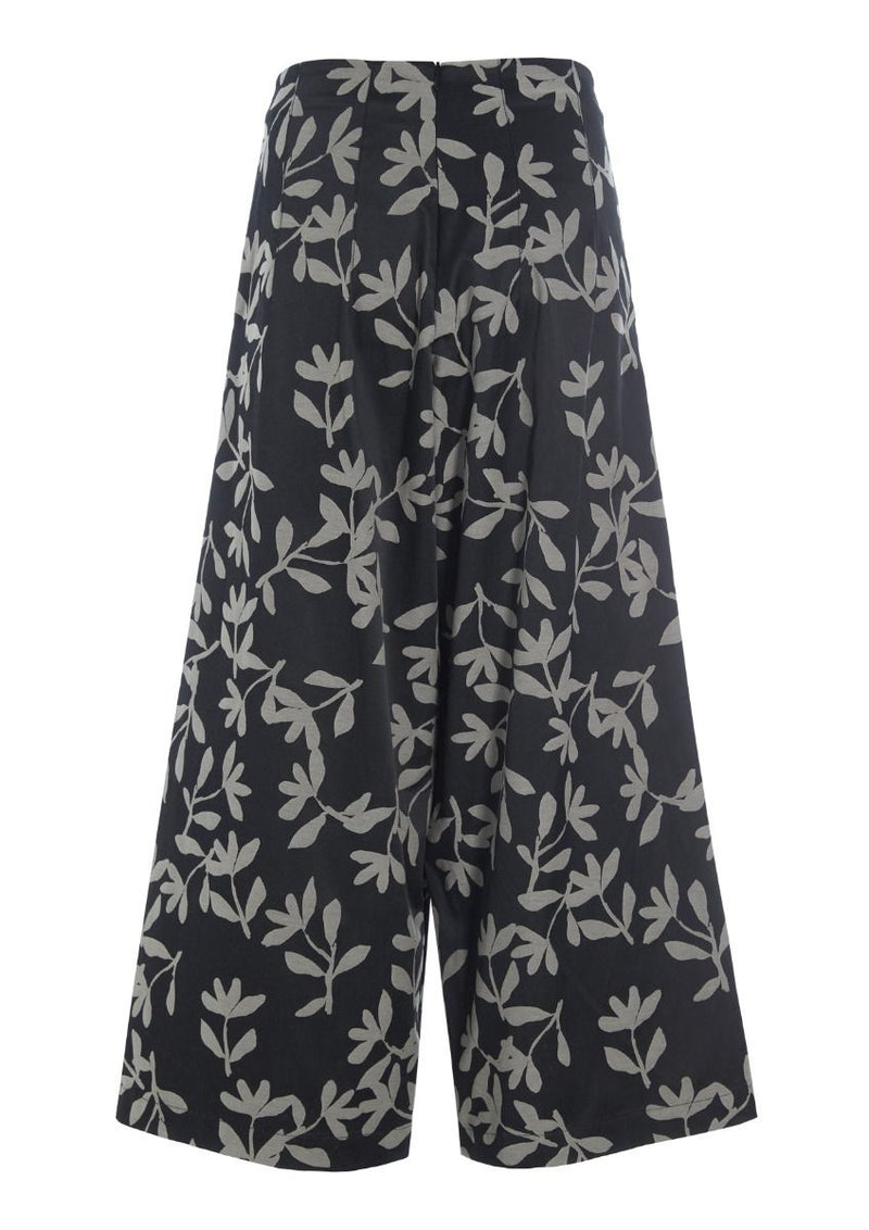 Jacquard Pant Print | Black Leaf