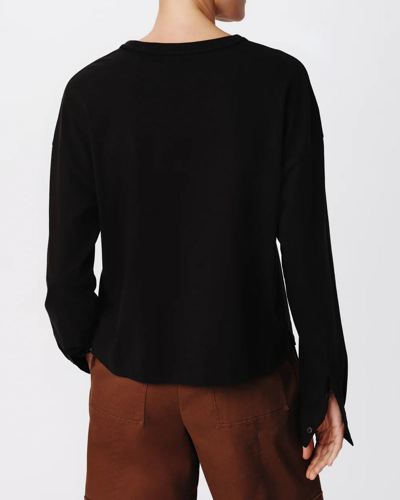 ATM Jersey Longsleeve Tee w/ Button Cuff Black sold at well heeled boutique
