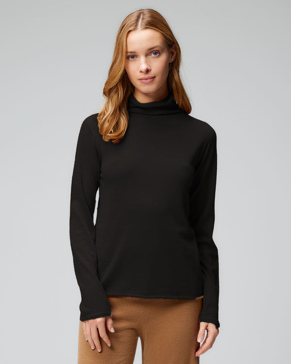 Long Sleeve Cashmere Mock Turtleneck | Noir