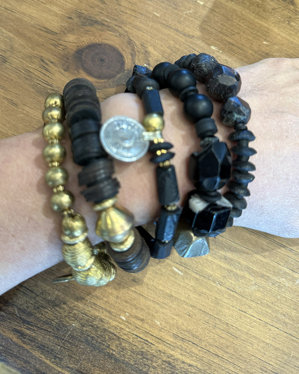 Black & Gold w/Garnet Bracelets