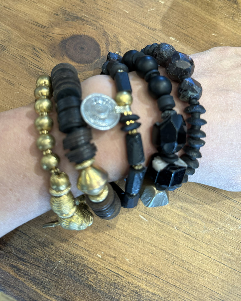 Black & Gold w/Garnet Bracelets