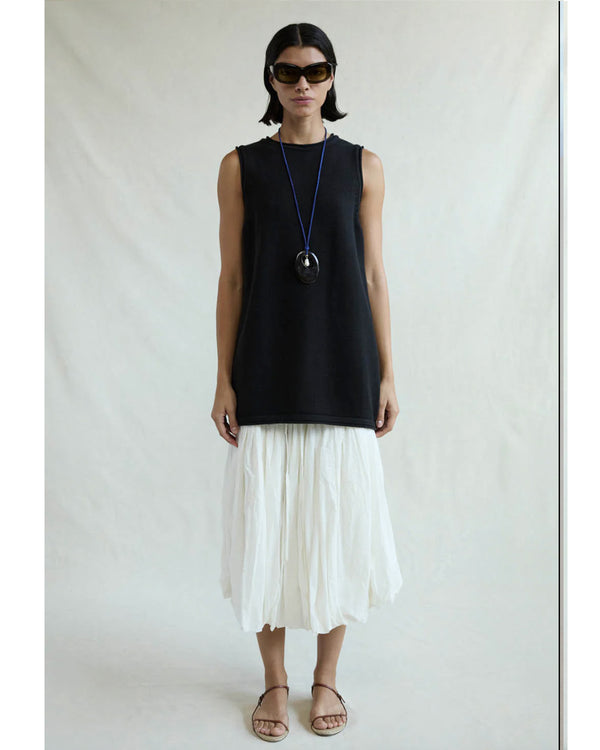 Exaggerated Knit Tank - Black