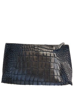 Essential Pouch | Black Embossed Gator Hair On Calf