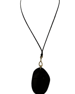 Chan Luu Black Oval Necklace on white background